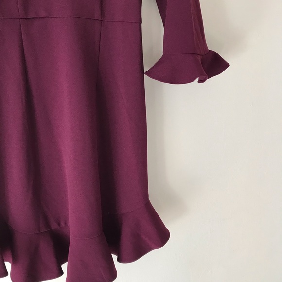 Nanette Lepore aubergine ruffle tulip sleeves dress - Picture 5 of 11